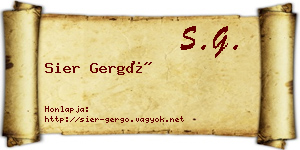 Sier Gergő névjegykártya